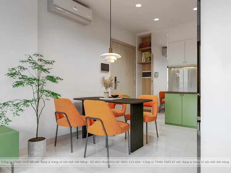 Concept nội thất phòng ăn Căn hộ Vinhomes Grand Park phong cách Khối màu Color Block