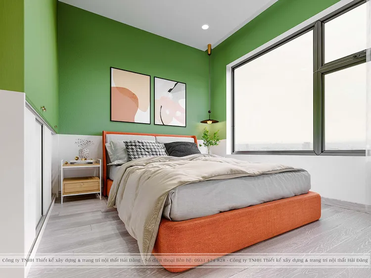 Concept nội thất phòng ngủ master Căn hộ Vinhomes Grand Park phong cách Khối màu Color Block