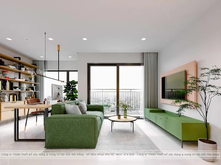 Concept nội thất phòng khách Căn hộ Vinhomes Grand Park phong cách Khối màu Color Block