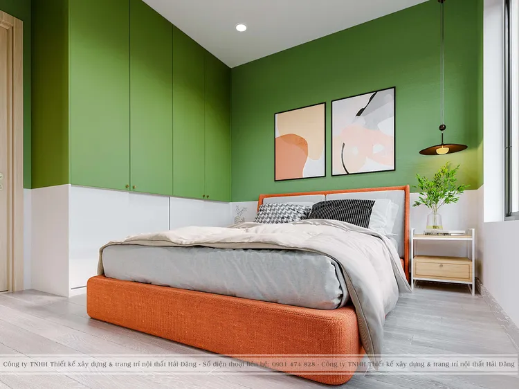 Concept nội thất phòng ngủ master Căn hộ Vinhomes Grand Park phong cách Khối màu Color Block