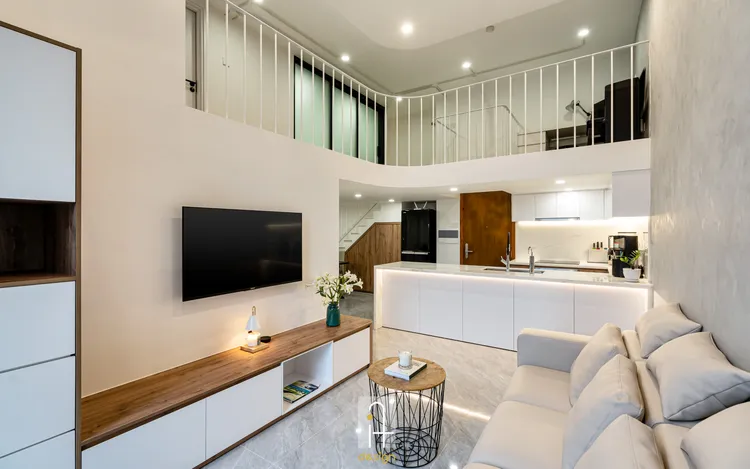 Hoàn thiện nội thất phòng khách Căn hộ chung cư Gia Hòa Quận 9 phong cách Hiện đại Modern