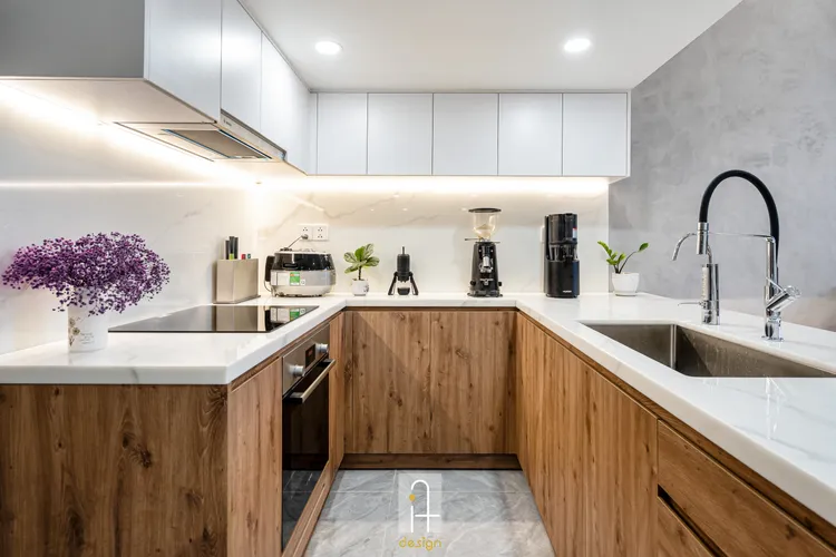 Hoàn thiện nội thất phòng bếp Căn hộ chung cư Gia Hòa Quận 9 phong cách Hiện đại Modern
