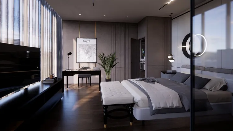 Concept nội thất phòng ngủ Căn hộ Hồ Tràm BRVT phong cách Hiện đại Modern