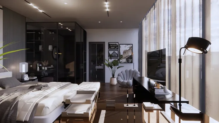 Concept nội thất phòng ngủ Căn hộ Hồ Tràm BRVT phong cách Hiện đại Modern