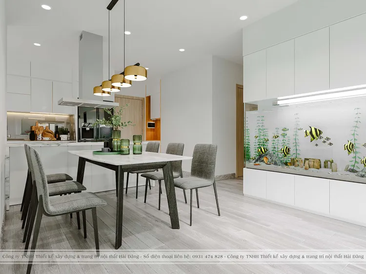 Concept nội thất phòng ăn, nhà bếp Căn hộ 65m2 HaDo Centrosa Garden phong cách Hiện đại Modern