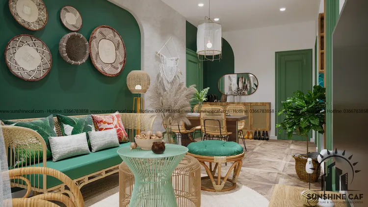 Concept nội thất phòng khách Căn hộ Lavita Charm Thủ Đức phong cách Tropical