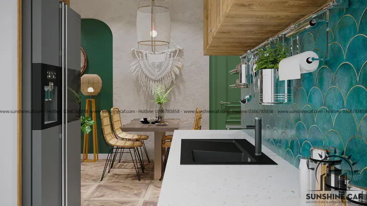 Concept nội thất phòng bếp Căn hộ Lavita Charm Thủ Đức phong cách Tropical