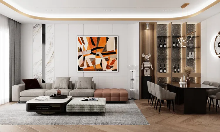 Concept nội thất phòng khách, phòng ăn Nhà phố Ân Phú - Buôn Ma Thuột phong cách Hiện đại Modern