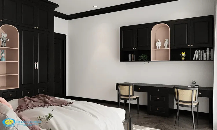 Concept nội thất phòng ngủ nhỏ Nhà phố 75m2 phong cách Đông Dương Indochine