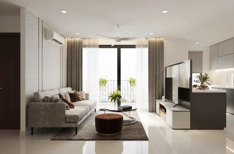 Concept nội thất phòng khách Căn hộ 85m2 Vinhomes Grand Park phong cách Hiện đại Modern