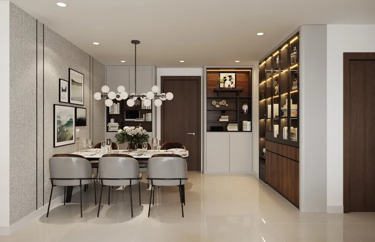 Concept nội thất phòng ăn Căn hộ 85m2 Vinhomes Grand Park phong cách Hiện đại Modern