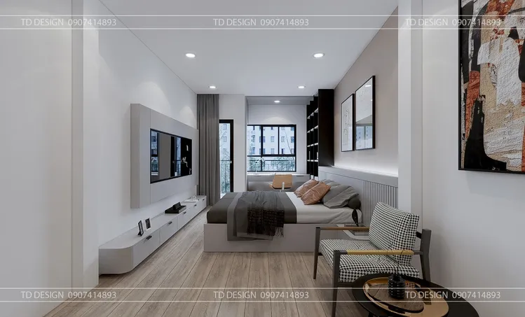 Concept nội thất phòng ngủ Nhà phố 2 tầng phong cách Hiện đại Modern