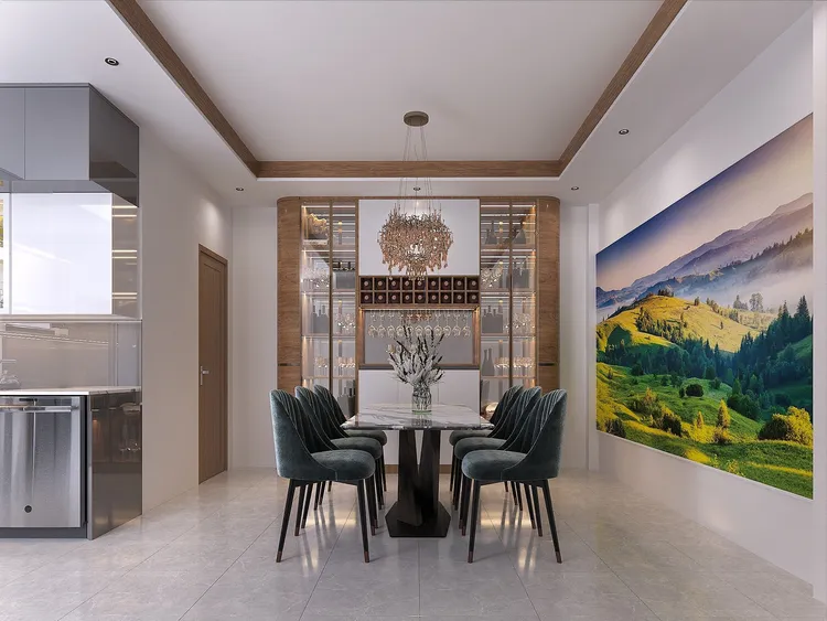 Concept nội thất phòng ăn Nhà phố 2 tầng phong cách Hiện đại Modern