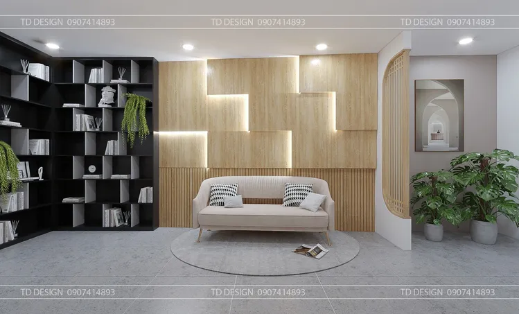 Concept nội thất hành lang Nhà phố 2 tầng phong cách Hiện đại Modern