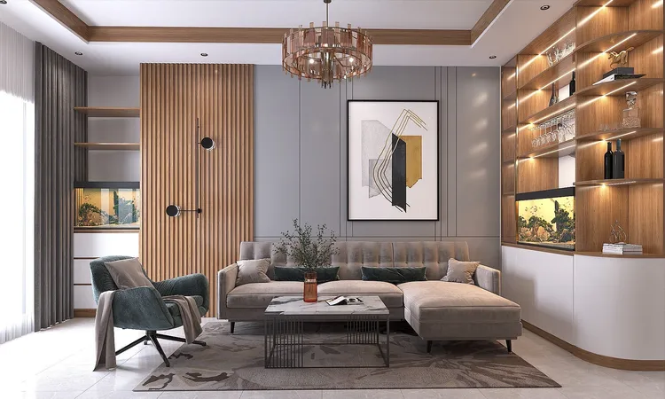 Concept nội thất phòng khách Nhà phố 2 tầng phong cách Hiện đại Modern