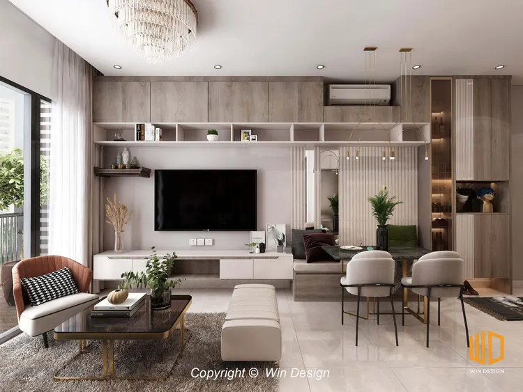 Concept nội thất phòng khách Căn hộ Vinhomes Ba Son phong cách Hiện đại Modern