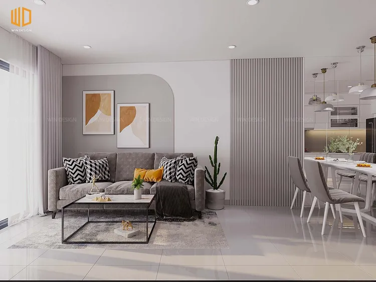 Concept nội thất phòng khách Căn hộ Vũng Tàu phong cách Bắc Âu Scandinavian