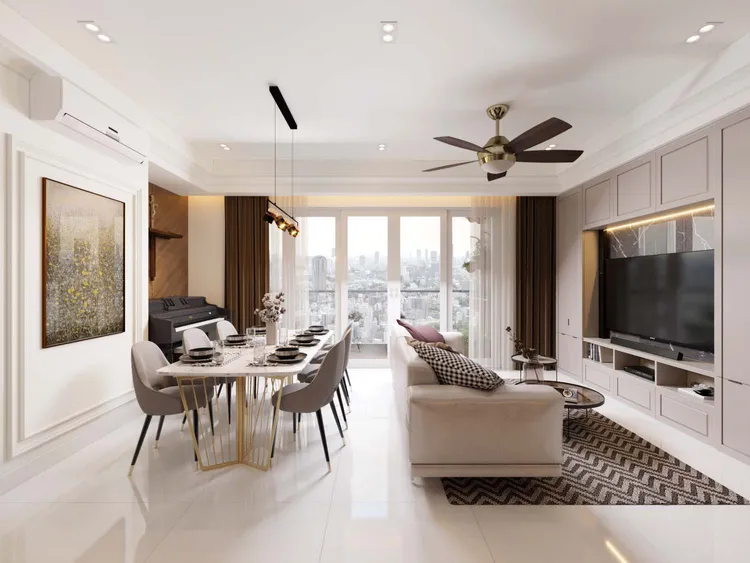 Concept nội thất phòng ăn, phòng khách Căn hộ Xi Grand Court Quận 10 phong cách Hiện đại Modern