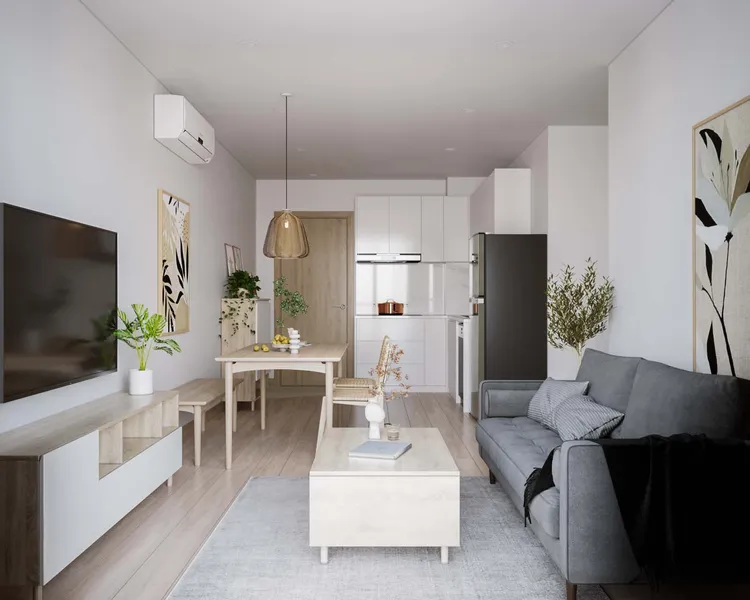 Concept nội thất phòng khách Căn hộ Vinhomes Grand Park phong cách Bắc Âu Scandinavian, phong cách Tối giản Minimalist