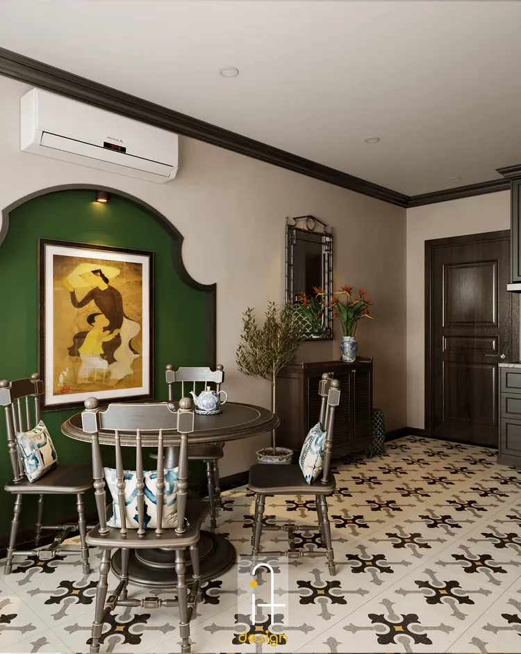 Concept nội thất phòng ăn Căn hộ Vinhomes Grand Park phong cách Đông Dương Indochine