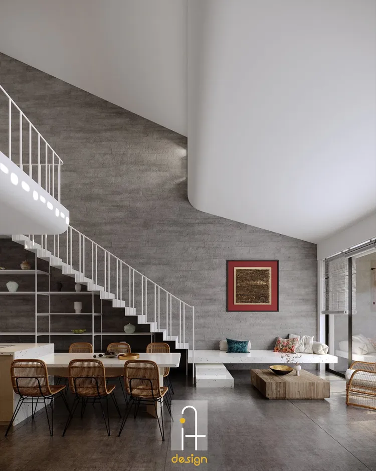 Concept nội thất phòng khách Nhà phố Tam Kỳ phong cách Wabi Sabi