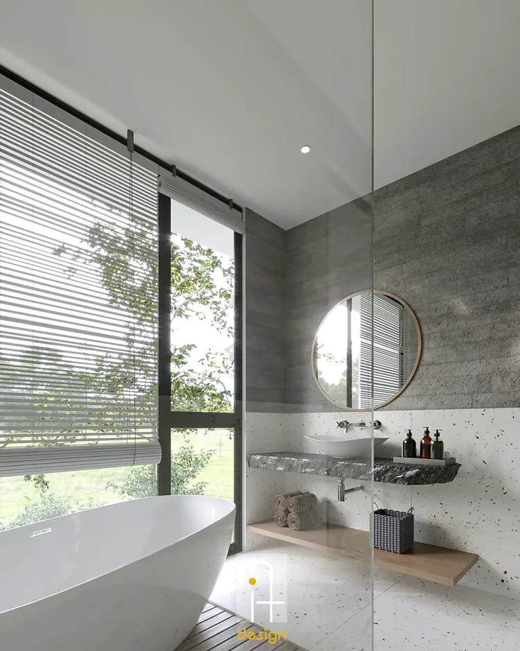 Concept nội thất phòng tắm, nhà vệ sinh phòng ngủ Nhà phố Tam Kỳ phong cách Wabi Sabi