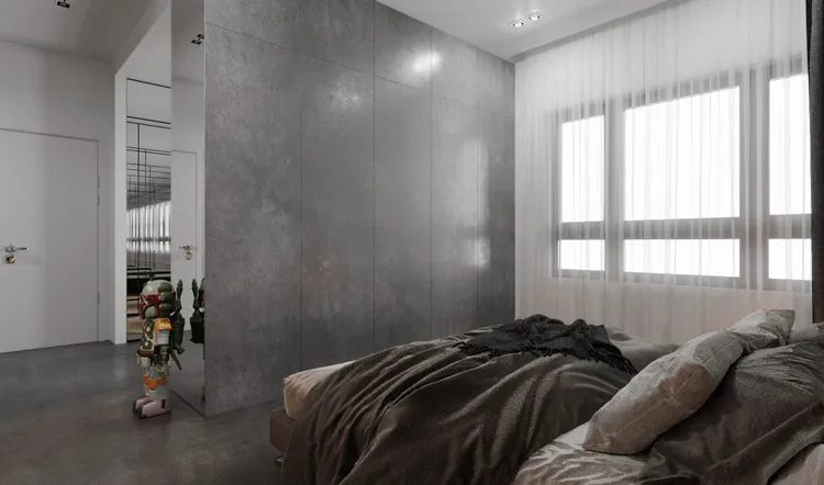 Concept nội thất phòng ngủ master Căn hộ Palm Heights phong cách Công nghiệp Industrial