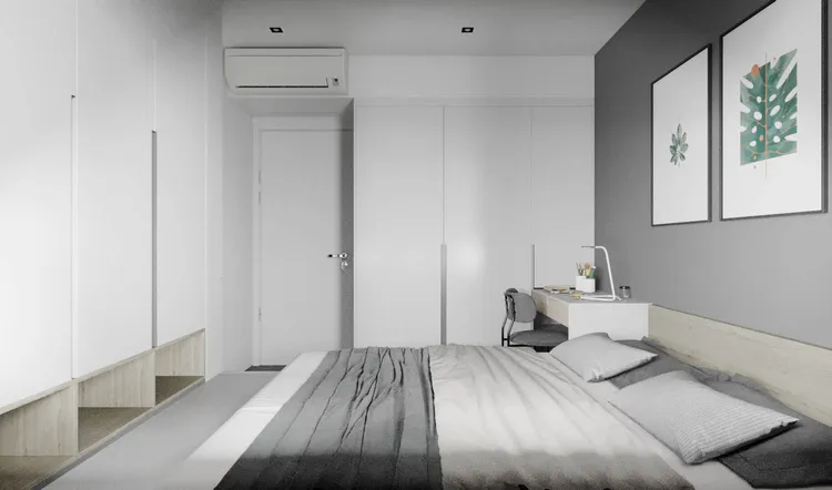 Concept nội thất phòng ngủ Căn hộ Palm Heights phong cách Công nghiệp Industrial