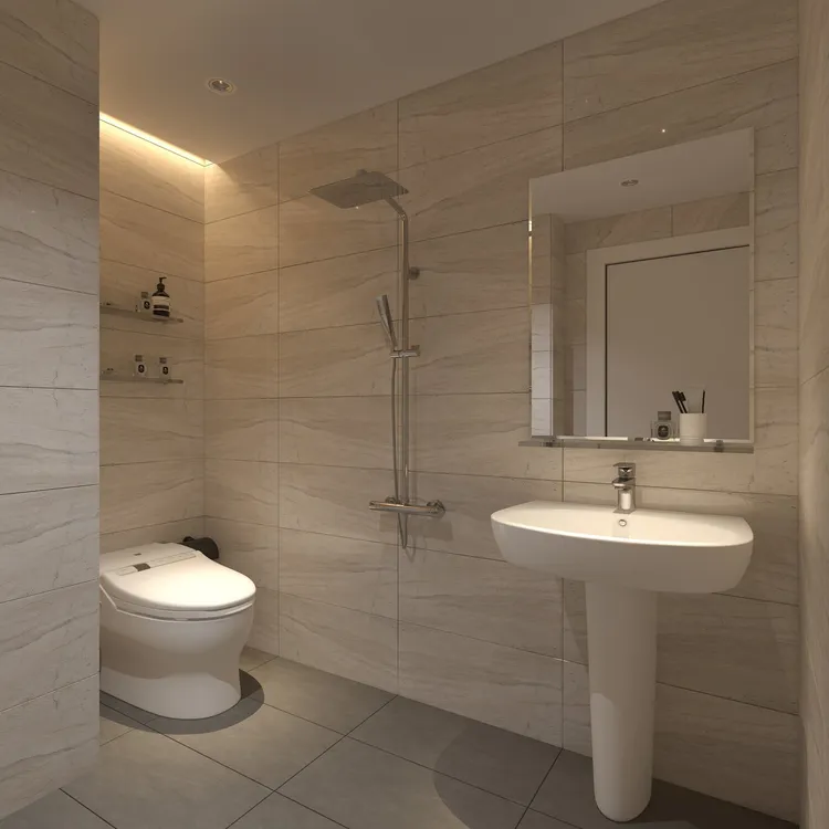 Concept nội thất phòng tắm, nhà vệ sinh Căn hộ chung cư Mỹ Phúc Quận 8 phong cách Hiện đại Modern