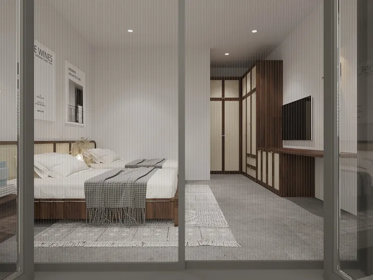 Concept nội thất phòng ngủ Căn hộ chung cư Him Lam Quận 6 phong cách Wabi Sabi