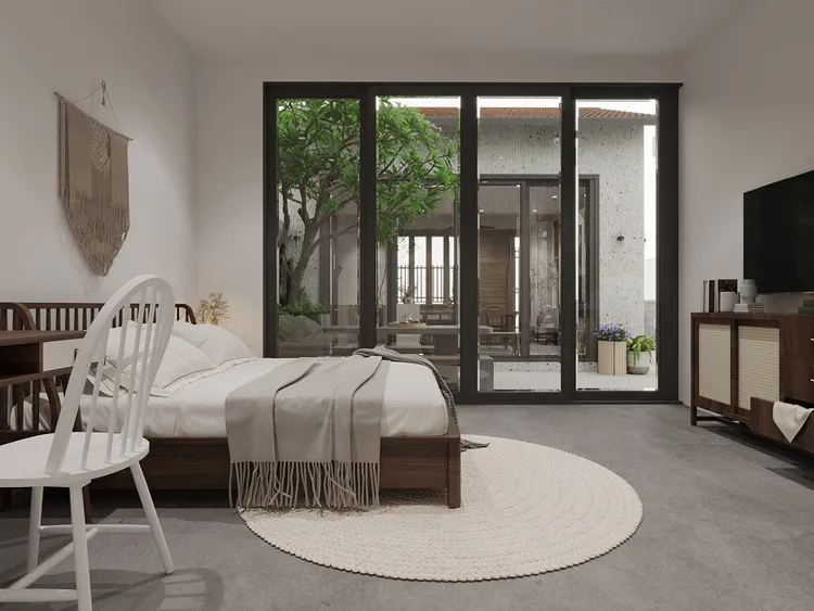 Concept nội thất phòng ngủ Căn hộ chung cư Him Lam Quận 6 phong cách Wabi Sabi