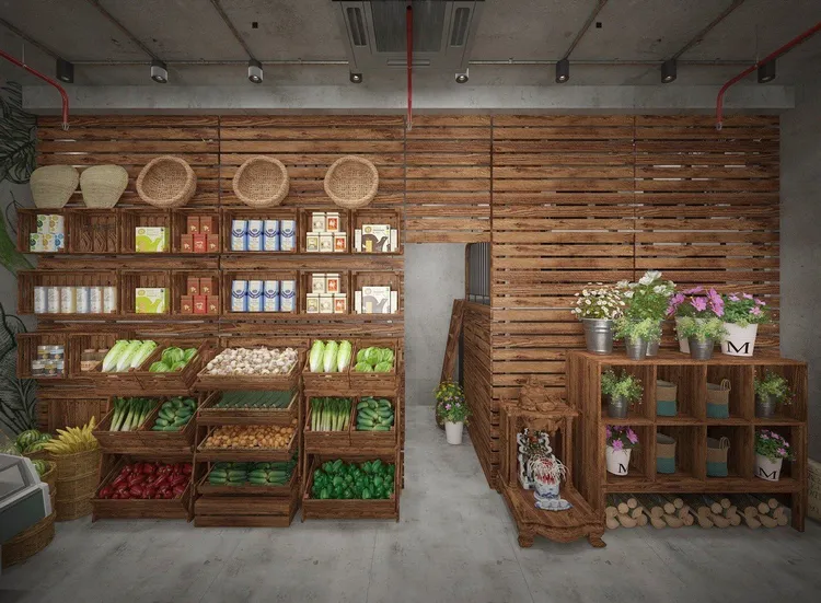 Concept nội thất khu vực trưng bày Shop GO FARM Gò Vấp