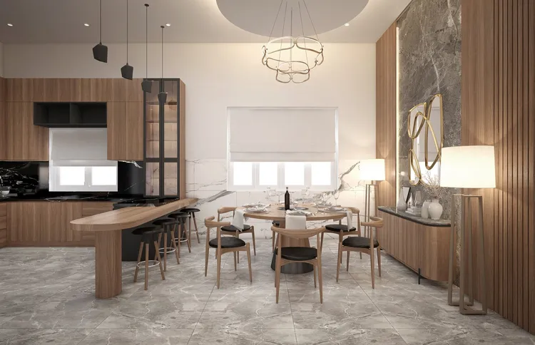Concept nội thất phòng ăn, nhà bếp Nhà phố Chơn Thành, Bình Phước phong cách Hiện đại Modern