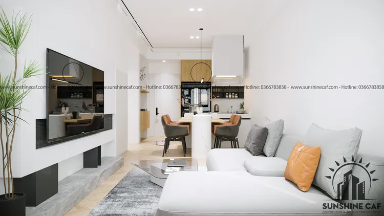 Concept nội thất phòng khách Căn hộ River Gate Quận 4 phong cách Tối giản Minimalist