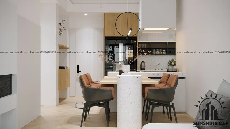 Concept nội thất nhà bếp, phòng ăn Căn hộ River Gate Quận 4 phong cách Tối giản Minimalist