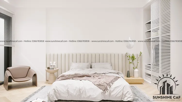 Concept nội thất phòng ngủ Căn hộ River Gate Quận 4 phong cách Tối giản Minimalist