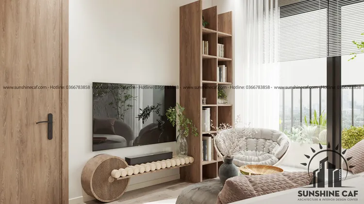 Concept nội thất phòng khách Căn hộ Rivera Park Sài Gòn phong cách Mộc mạc Rustic