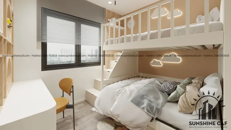 Concept nội thất phòng ngủ cho bé Căn hộ Rivera Park Sài Gòn phong cách Mộc mạc Rustic