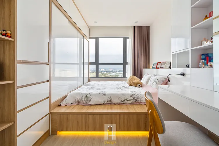 Hoàn thiện nội thất phòng ngủ master Căn hộ Palm Heights Quận 2 phong cách Bắc Âu Scandinavian