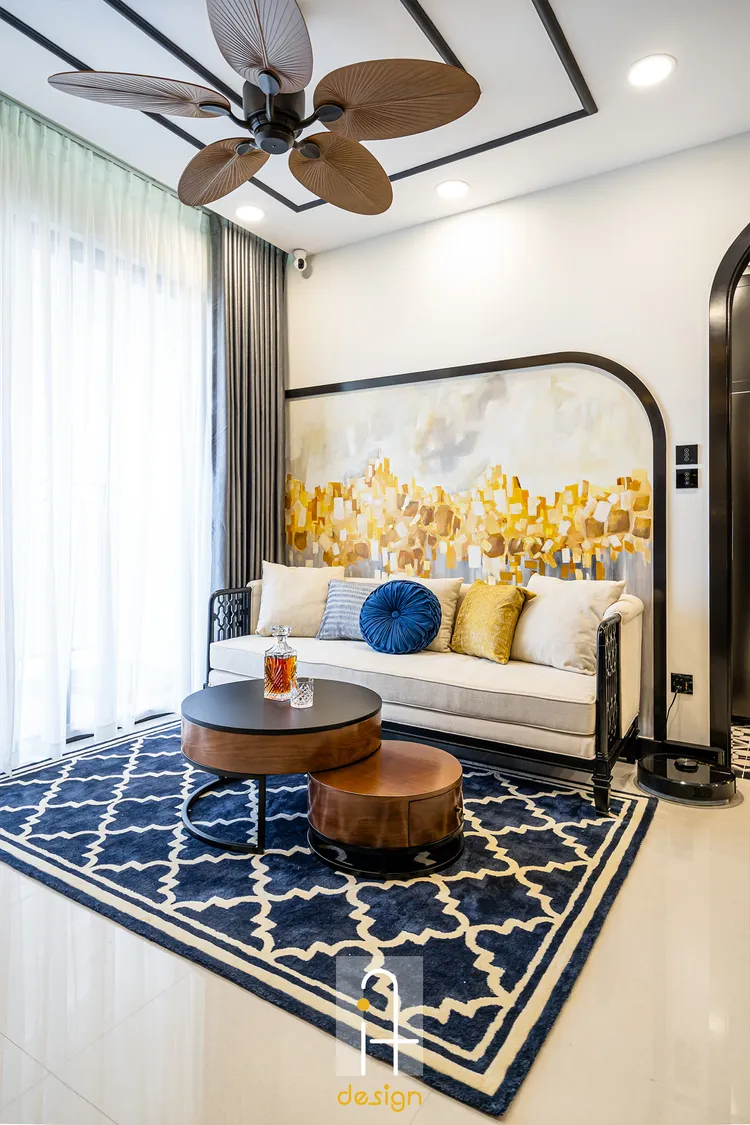 Hoàn thiện nội thất phòng khách Căn hộ Riviera Point Quận 7 phong cách Đông Dương Indochine