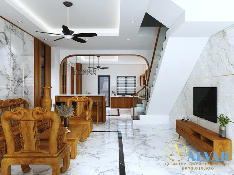 Concept nội thất phòng khách Nhà phố KĐT Vạn Phúc City phong cách Hiện đại Modern