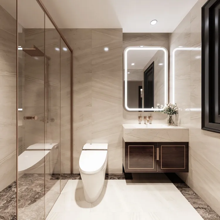 Concept nội thất phòng tắm, nhà vệ sinh Nhà phố Xuyên Mộc, BRVT phong cách Tân cổ điển Neo Classic