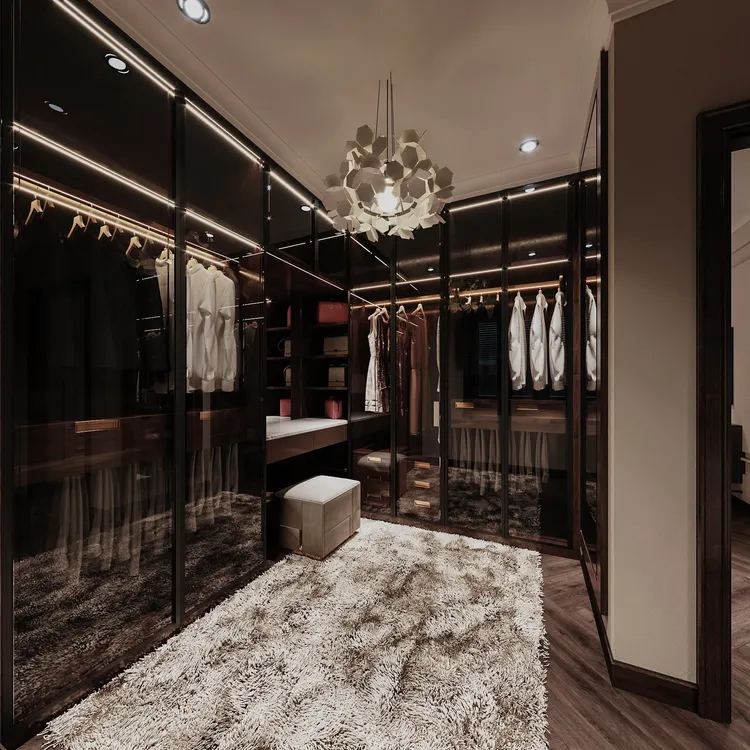 Concept nội thất phòng thay đồ trong phòng ngủ Nhà phố Xuyên Mộc, BRVT phong cách Tân cổ điển Neo Classic