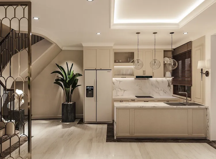 Concept nội thất nhà bếp Nhà phố Xuyên Mộc, BRVT phong cách Tân cổ điển Neo Classic