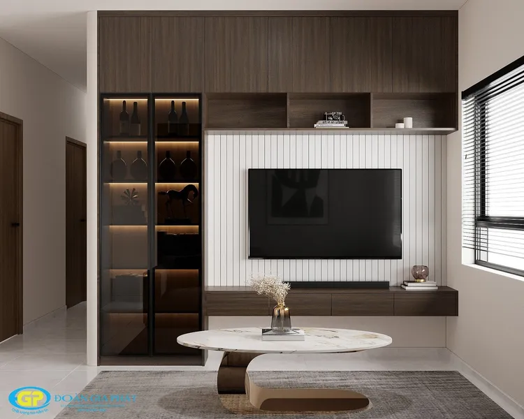 Concept nội thất phòng khách Căn hộ chung cư tại Bình Dương phong cách Tối giản Minimalist