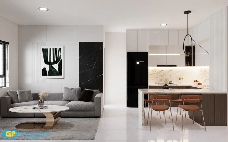 Concept nội thất phòng khách, phòng ăn Căn hộ chung cư tại Bình Dương phong cách Tối giản Minimalist
