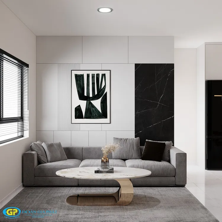 Concept nội thất phòng khách Căn hộ chung cư tại Bình Dương phong cách Tối giản Minimalist