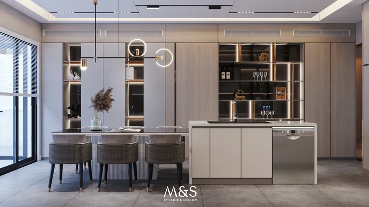 Concept nội thất phòng ăn, nhà bếp Nhà phố Nine South Nhà Bè phong cách Hiện đại Modern