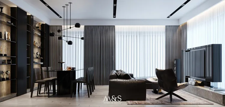 Concept nội thất phòng khách Căn hộ Đảo Kim Cương Quận 2 phong cách Tối giản Minimalist