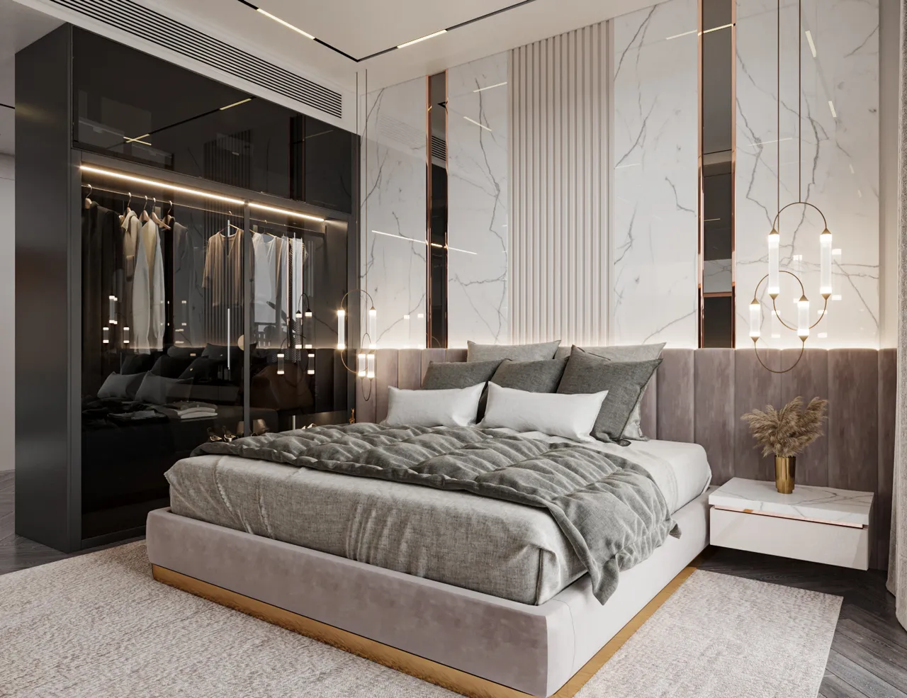 Concept nội thất phòng ngủ master Căn hộ tại Thảo Điền Quận 2 phong cách Hiện đại Modern